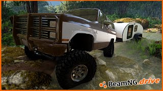 BEAMNGDRIVE MP  CHEVY K5 BLAZER TAKES ON OFFROAD TRAIL WITH A CAMPER [upl. by Fawcette]