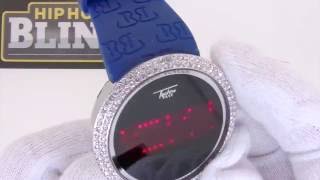 Blue Bling Bling Techno Pave Watch  Digital LED Touch Screen [upl. by Selia]