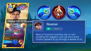 GUSION BEST BUILD AND EMBLEM AFTER BUFF  Auto Win💯 [upl. by Alludba]