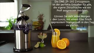 DMS® ZP160 Zitruspresse Elektrisch Saftpresse Edelstahl Presse Obstpresse 160W [upl. by Tamar]