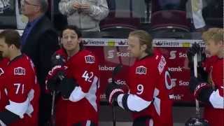 Pens Sens crack up during national anthems 32412 [upl. by Ayhdnas468]