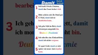 Deutsch B1  Nebensatz mit  Damit   Gründe und Zusammenhang in der deutschen Sprache  Deutsch [upl. by Eilla]