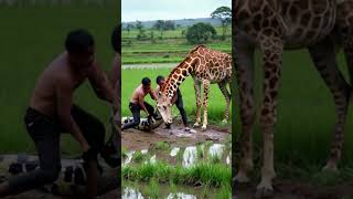 Two men saving giraffe giant python vs giraffe [upl. by Viviene135]