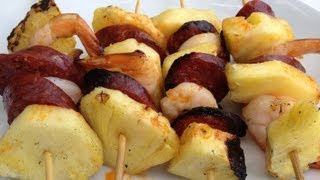 Brochette Crevettes ananas chorizo Cuisine par Cedric et Seb [upl. by Eilatan]