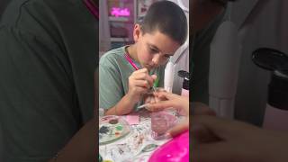 9 YEAR OLD Nail Artist😳💅🏻 My son does my Nails❤️ nailartist nailart nails [upl. by Wallack714]