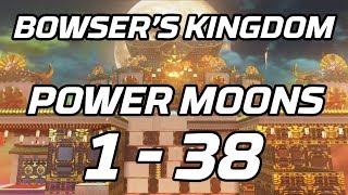 Super Mario Odyssey Bowsers Kingdom Power Moons 1  38 Guide [upl. by Kcid]