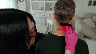 ASMR Neck Hair Filling  Removal Of Hairless Areas On The Neck [upl. by Halullat179]