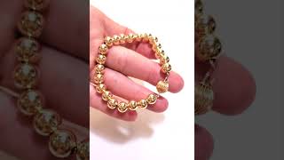 Chain Strung 8mm 14k Solid Yellow Gold Corrugated Ball Clasp Bracelet goldbracelet goldbead [upl. by Dnilazor144]