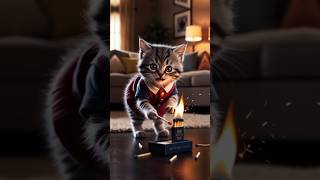 Kitten burned the house😸 cat funny kittten [upl. by Icnarf]