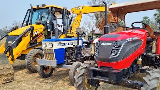 Jcb 3dx Eco Excellence Backhoe Machine Loading Mud In Mahindra and Swaraj Tractor  Jcb and Tractor [upl. by Gosser]