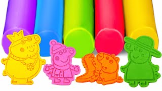 Peppa Pig Family NEW Play Doh Molds  Create amp Learn Colors  Preschool Toddler Learning Video [upl. by Natloz]