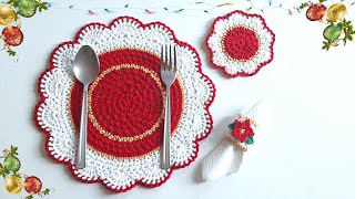 😍 MANTEL INDIVIDUAL NAVIDEÑO A CROCHET  TUTORIAL PASO A PASO 😍 [upl. by Nata]