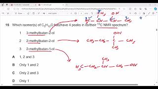 Which isomers of C5H12O hashave 4 peaks in itstheir 13C NMR spectrumcarbon 13 NMR Saad Anwar [upl. by Erhart44]