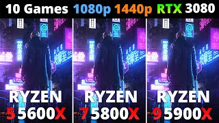 Ryzen 5 5600X vs Ryzen 7 5800X vs Ryzen 9 5900X  Performance Comparison 10 Games 1080p and 1440p [upl. by Dieterich610]