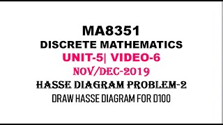 HASSE DIAGRAM PROBLEM2  DISCRETE MATHEMATICS  UNIT5 VIDEO6 [upl. by Esertal]