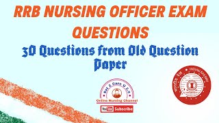 RRB Nursing Officer Exam 30 Important Questions rrbstaffnurse rrb nursingexam aiimsnorcetmcq [upl. by Medina]