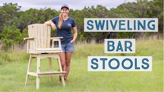 DIY Adirondack Swiveling Barstools  How To Build Tall Wooden Chairs [upl. by Ivon]