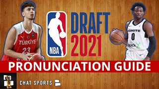 2021 NBA Draft Pronunciation Guide Jonathan Kuminga Alperen Sengun James Bouknight amp Usman Garuba [upl. by Bria325]