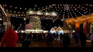 Winter Village The Distillery Historic District Filmed in 2023  Toronto Ontario Canada [upl. by Fachini]