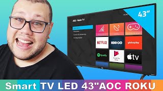 AOC Roku TV Smart TV LED 43” Full HD 43S519578 com Wi fi Controle Remoto com Atalhos Roku Mobile [upl. by Airpac196]