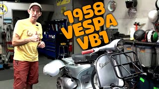 Robot Checks Out a Customers 1958 Vespa VB1 Scooter [upl. by Aicirtan405]