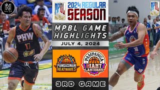 MPBL HIGHLIGHTS PANGASINAN HEATWAVES VS PAMPANGA GIANT LANTERNS JULY 4 2024 [upl. by Bebe386]