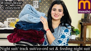 Meesho Winter Wear Haul Starting ₹332 Velvet CoOrd Set Woolen Night Suit Jacket Palazzo Shikha [upl. by Alyad]