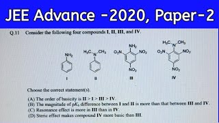 Consider the following four compounds I II III and IV JEE Advance2020  Basic Character [upl. by Aikym133]