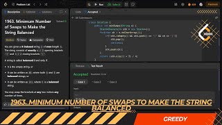 LEETCODE DAILY QUESTION 1963  Minimum Number of Swaps to Make the String Balanced  Is Kabir Coding [upl. by Hills654]