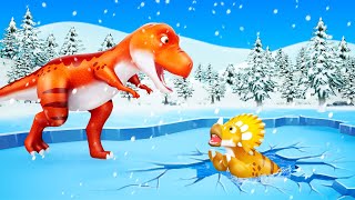 Trex Saves a Baby Dinosaur from a River Crazy Dinos Rescue Videos crazydinos [upl. by Katzman]