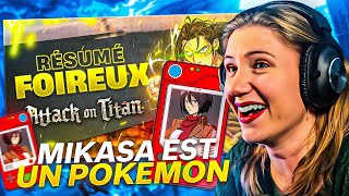 Je RÉAGIS au RÉSUMÉ FOIREUX  ATTAQUE DES TITANS SAISON FINAL  MIKASA EST LE PIRE POKEMON  😂 [upl. by Nowujalo]