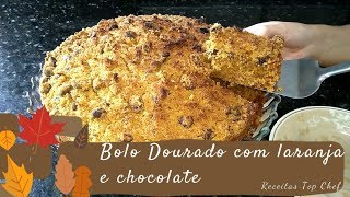 BOLO DE LEITE DOURADO COM FAROFA DE LARANJA E CHOCOLATE 🍴 TOP CHEF [upl. by Hanahsuar]