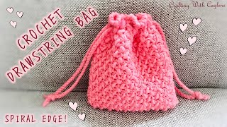 EASY DIY Crochet Drawstring Bag  Crochet Drawstring Pouch  Beginner Friendly  Scrap Yarn Project [upl. by Arihsak]