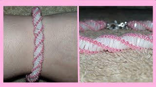 Bracelet spiral avec des perles tubes blanc et rose [upl. by Galasyn713]