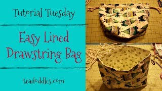 Tutorial Tuesday  Easy Lined Drawstring Bag [upl. by Melan716]