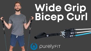 Wide Grip Bicep Curl With Resistance Bands  No Attaching [upl. by Ocnarf]