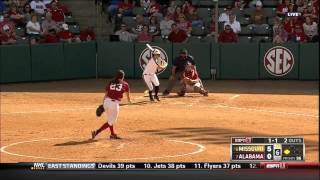 04062013 Missouri vs Alabama Softball Highlights [upl. by Magbie]