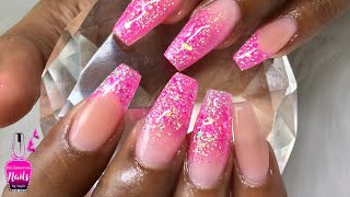 Polygel Nails  How To Glitter Ombre with Polygel [upl. by Conan]