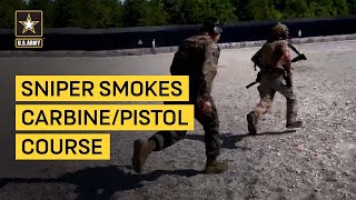 Watch this sniper from the 75th Ranger Regiment absolutely smoke the CarbinePistol course [upl. by Ygief991]