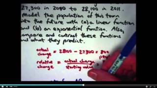 Model a Population with a Linear and an Exponential Function Actual vs Relative Change [upl. by Melc]