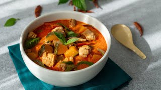 Thai Red Curry Chicken amp Squash Recipe แกงเผ็ดไก่  Hot Thai Kitchen [upl. by Canica581]