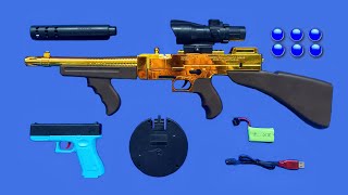 Realistic Gold Thompson M1A1Submachine Gun Water Gel Ball Bullet Machine Gun Toy [upl. by Gagnon336]