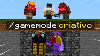 3 CAÇADORES VS 1 SPEEDRUNNER com MODO CRIATIVO A CADA 1 MINUTO NO MINECRAFT [upl. by Budd]