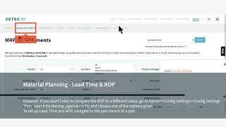 Material Planning in Cetec ERP  Lead Time amp ROP [upl. by Barcus939]