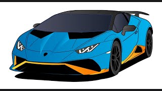 How to draw a LAMBORGHINI HURACAN STO  drawing lambo huracan step by step easy for beginners [upl. by Eckhardt]