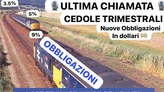 💰NUOVE OBBLIGAZIONI IN DOLLARI🎙️ULTIMA CHIAMATA🎙️cedole trimestrali🌟finanza btp risparmio soldi [upl. by Artimed]