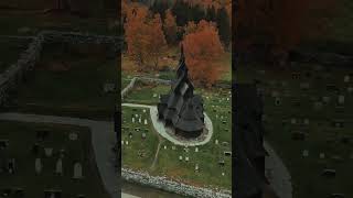 Borgund stavkirke Lærdal Norway🇳🇴😎 norway drone djimini4pro travel [upl. by Bautram]