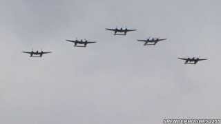 FIVE 5 P38 Lightnings in the air AT ONCE   2013 PLANES OF FAME AIR SHOW [upl. by Llevart626]