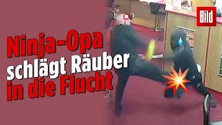 Mann 84 schlägt Räuber aus Wettbüro in die Flucht [upl. by Ehtnax374]