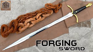 Forging a SWORD out of Rusted Iron CHAIN [upl. by Grefer543]